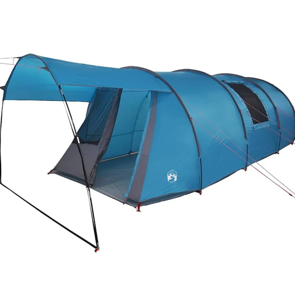 Buitensport*vidaXL Tunnel Tent 4-Person met dak en Grijs 740 x 370 x 220 cm Blauw