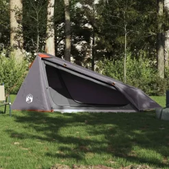 Buitensport*vidaXL Tunneltent 1-persoons waterdicht Grijs en oranje