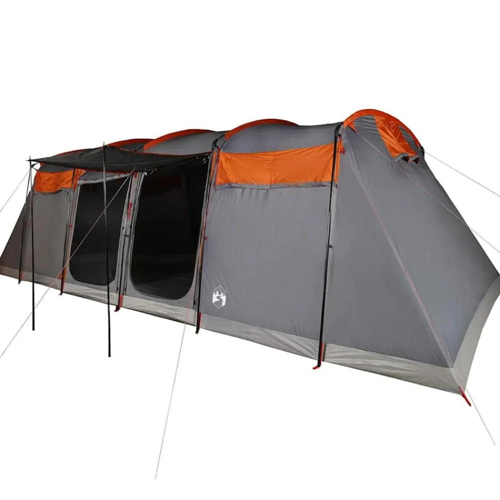 Buitensport*vidaXL Tunneltent 8-persoons waterdicht Grijs en oranje