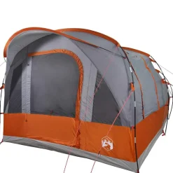 Buitensport*vidaXL Tunneltent 3-persoons waterdicht Grijs en oranje
