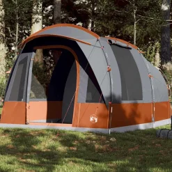 Buitensport*vidaXL Tunneltent 3-persoons waterdicht Grijs en oranje