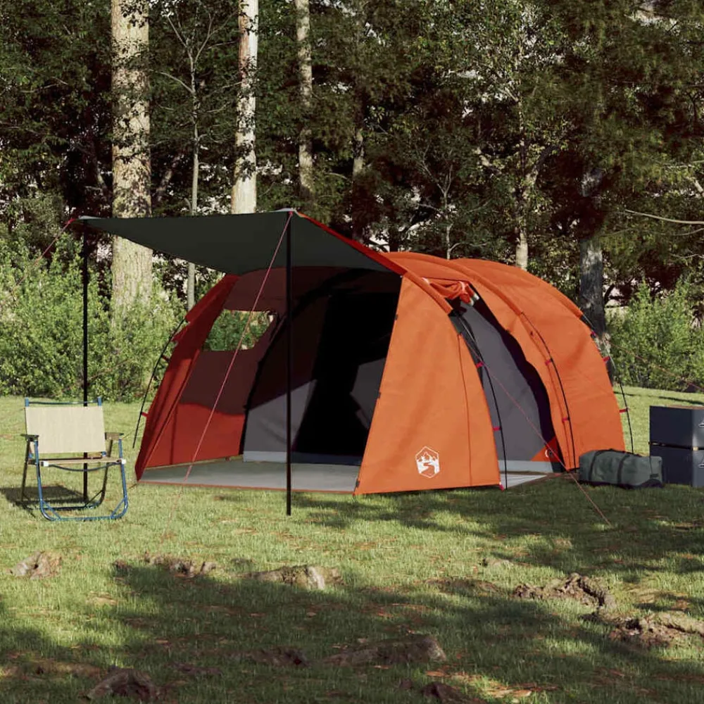 Tunneltent 4-persoons waterdicht grijs en>vidaXL Outlet
