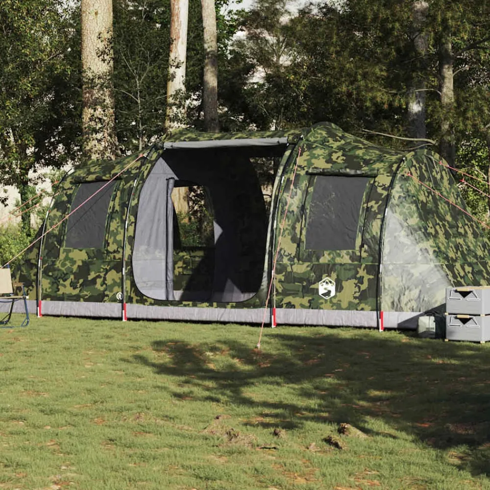 Buitensport*vidaXL Tunneltent 4-persoons waterdicht Camouflage