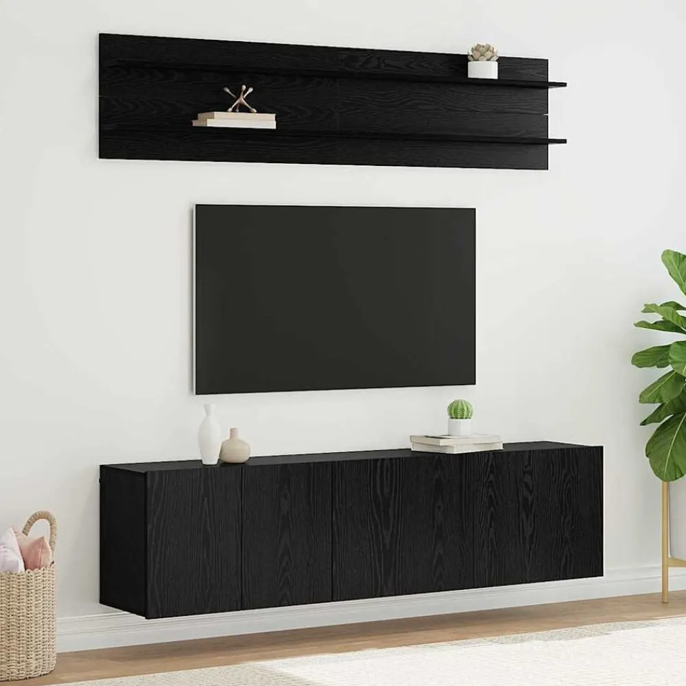 Tv-Meubels*vidaXL TV Eenheden Wandgemonteerd 6 pcs Bewerkt hout Zwart eiken