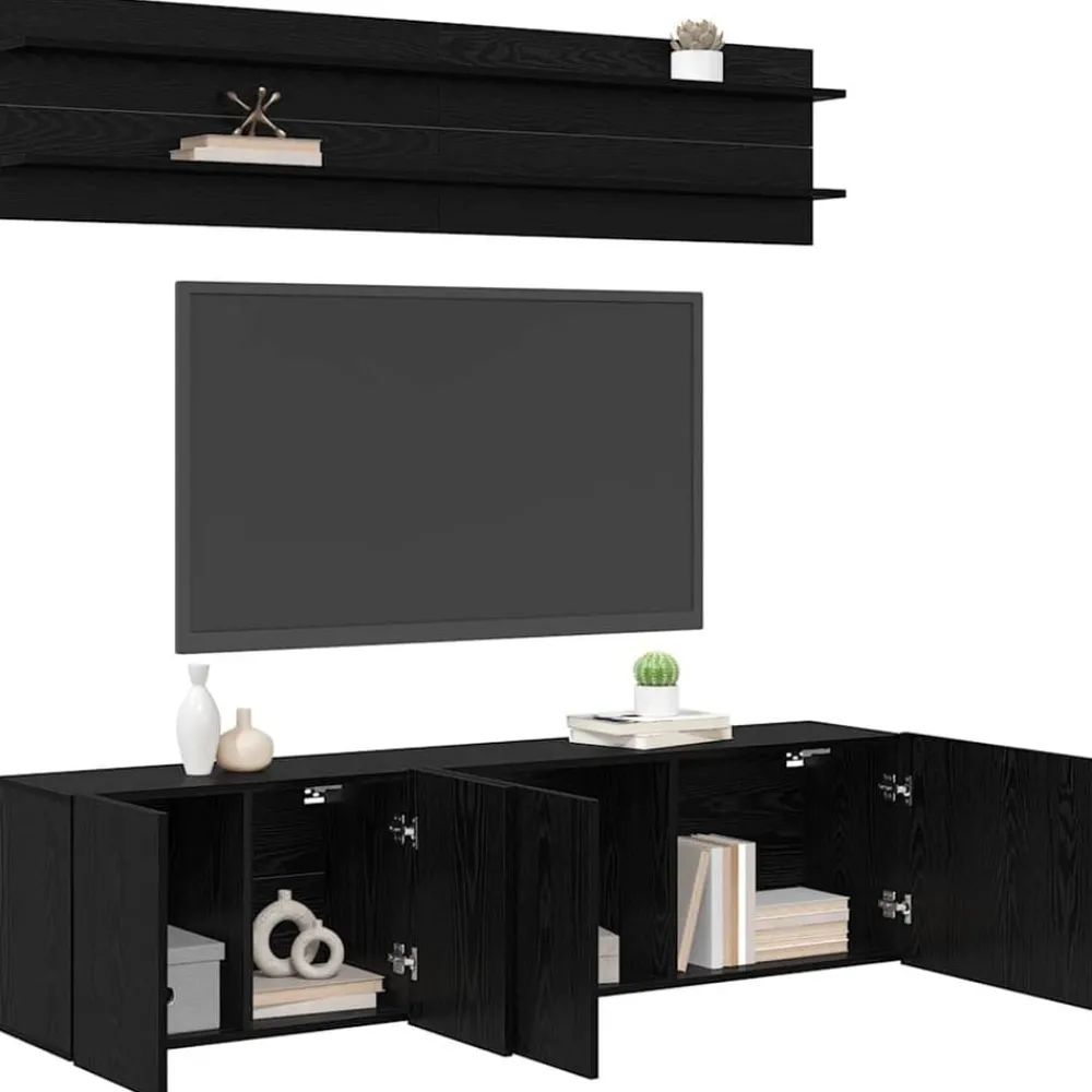 Tv-Meubels*vidaXL TV Eenheden Wandgemonteerd 6 pcs Bewerkt hout Zwart eiken