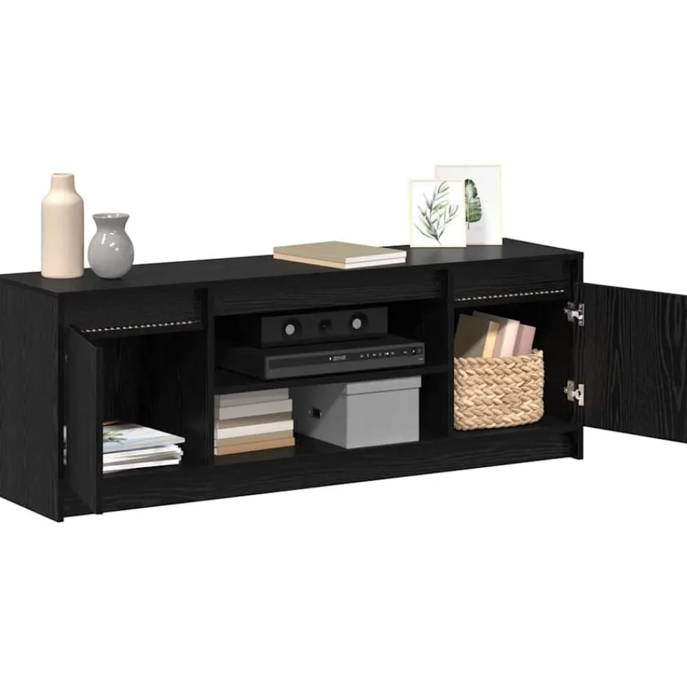 Tv-Meubels*vidaXL TV Eenheden Zwart 139,5 x 34 x 50 cm Bewerkt hout Zwart eiken