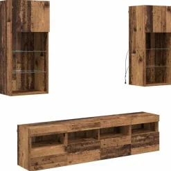 TV Wand Eenheden met LED 5 pcs 40,5 x 30 x 90 cm>vidaXL Online