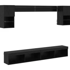 TV Wand Eenheden met LED met LED 6 pcs Bewerkt hout>vidaXL Online