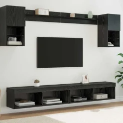 TV Wand Eenheden met LED met LED 6 pcs Bewerkt hout>vidaXL Online