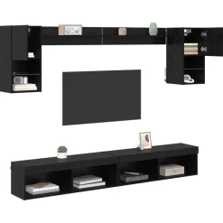 TV Wand Eenheden met LED met LED 6 pcs Bewerkt hout><noscript><img width=