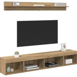 TV Wandkast Set met LED 5 pcs Artisan Eiken Bewerkt hout><noscript><img width=