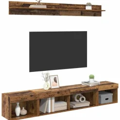 Tv-Meubels*vidaXL TV Wandkast Set met LED 5 pcs Oudhout Bewerkt hout Oud hout