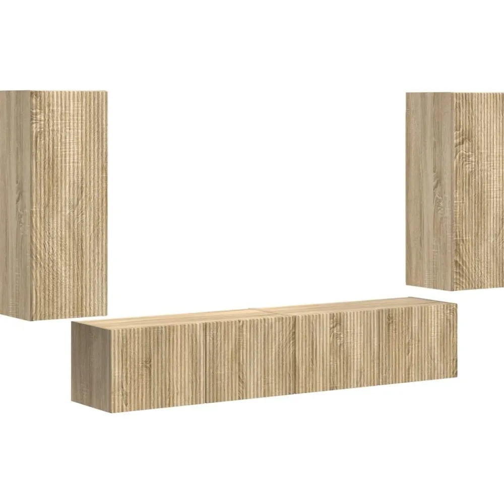 Tv-Meubels*vidaXL TV Wandkast Set Wandgemonteerd 4 pcs Bewerkt hout Sonoma eiken