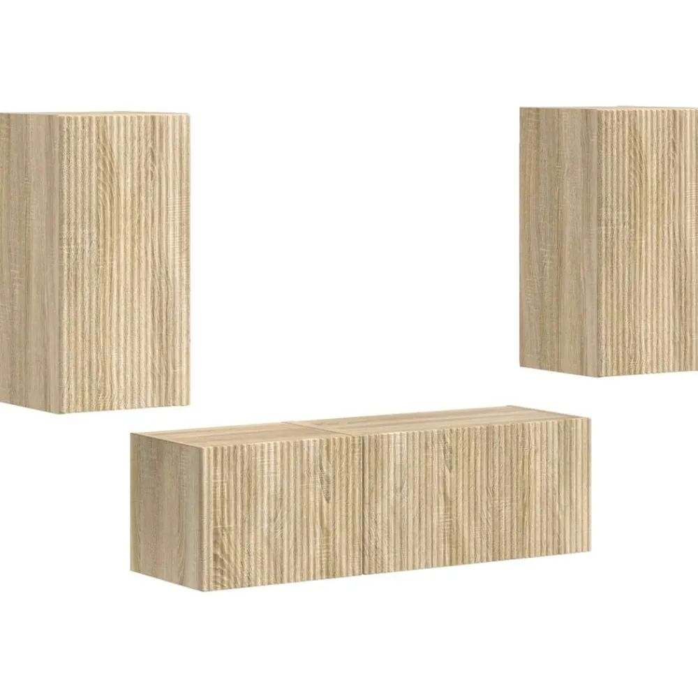 TV Wandkast Set Wandgemonteerd 4 pcs Bewerkt hout>vidaXL Sale