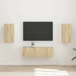 TV Wandkast Set Wandgemonteerd 4 pcs Bewerkt hout>vidaXL Sale