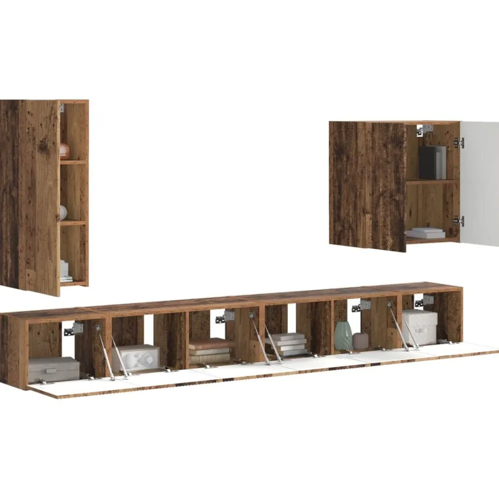 TV Wandkast Set Wandgemonteerd 6 pcs>vidaXL Online