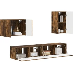 Tv-Meubels*vidaXL TV Wandkast Set Wandgemonteerd 4 pcs Bewerkt hout Gerookt eiken
