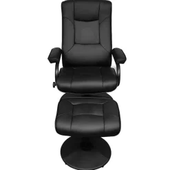 Tv-fauteuil met voetenbankje kunstleer zwart><noscript><img width=