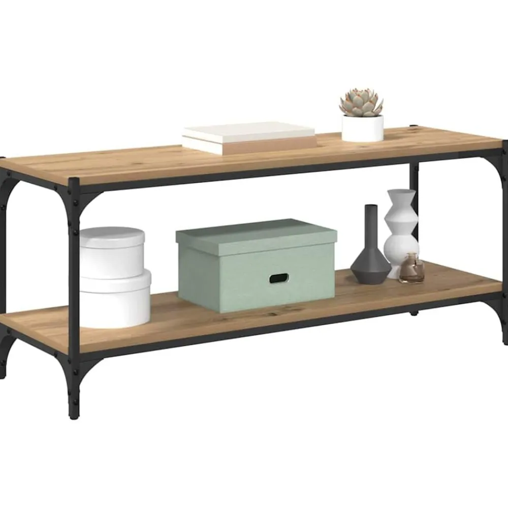 Boekenkasten & Wandplanken*vidaXL TV-kast Artisan Eiken 100x33x41cm Gemonteerd hout en ijzer artisanaal eikenkleurig