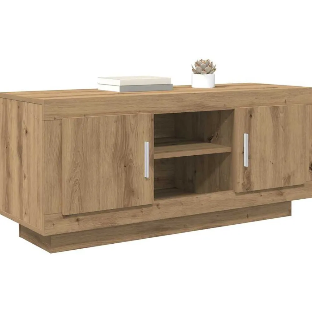 Tv-Meubels*vidaXL TV-kast Artisan Eiken 102 x 35 x 45 cm Bewerkt hout artisanaal eikenkleurig