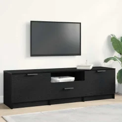 Tv-Meubels*vidaXL TV-kast met lade 140 x 35 x 40 cm Bewerkt hout Zwart eiken