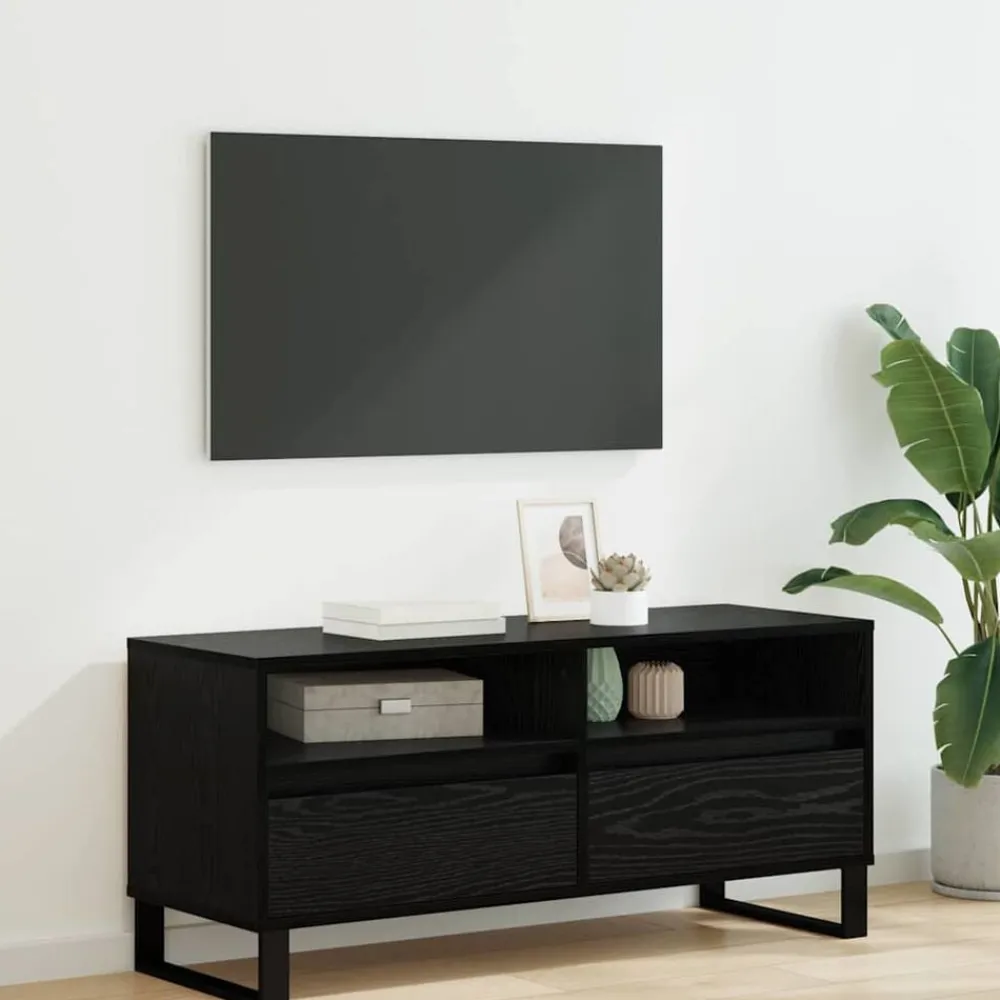 Tv-Meubels*vidaXL TV-kast met lade 100 x 34,5 x 44,5 cm Zwart eiken