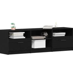 Tv-Meubels*vidaXL TV-kast met lade 150 x 33,5 x 45 cm Bewerkt hout Zwart eiken