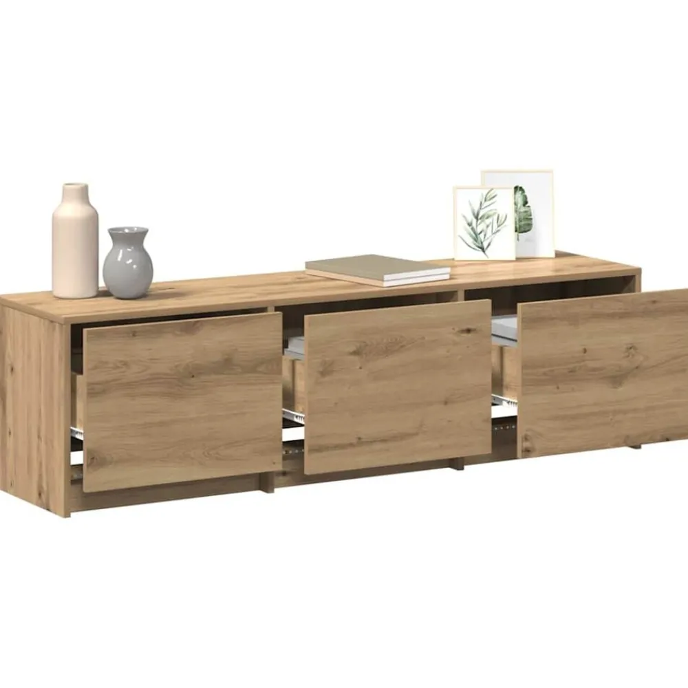 Tv-Meubels*vidaXL TV-kast met LED met lade Ambachtelijk eiken 140 x 34 x 40 cm Artisan eik