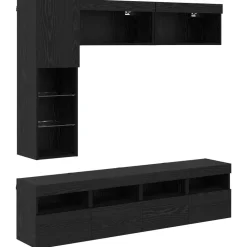 Tv-Meubels*vidaXL TV-kast met LED Wandgemonteerd 7 pcs Zwart Eiken Bewerkt hout