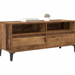 Tv-Meubels*vidaXL TV-kast 100 x 34,5 x 44,5 cm Gemonteerd hout en ijzer Oud hout