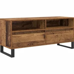 Tv-Meubels*vidaXL TV-kast 100 x 34,5 x 44,5 cm Gemonteerd hout en ijzer Oud hout