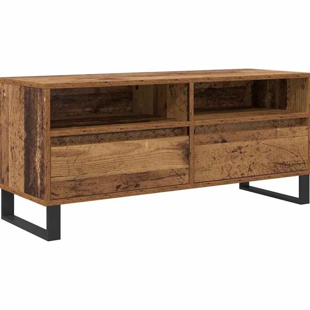 Tv-Meubels*vidaXL TV-kast 100 x 34,5 x 44,5 cm Gemonteerd hout en ijzer Oud hout