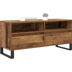 Tv-Meubels*vidaXL TV-kast 100 x 34,5 x 44,5 cm Gemonteerd hout en ijzer Oud hout