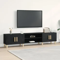 Tv-Meubels*vidaXL TV-kast 180 x 31,5 x 40 cm Bewerkt hout Zwart eiken