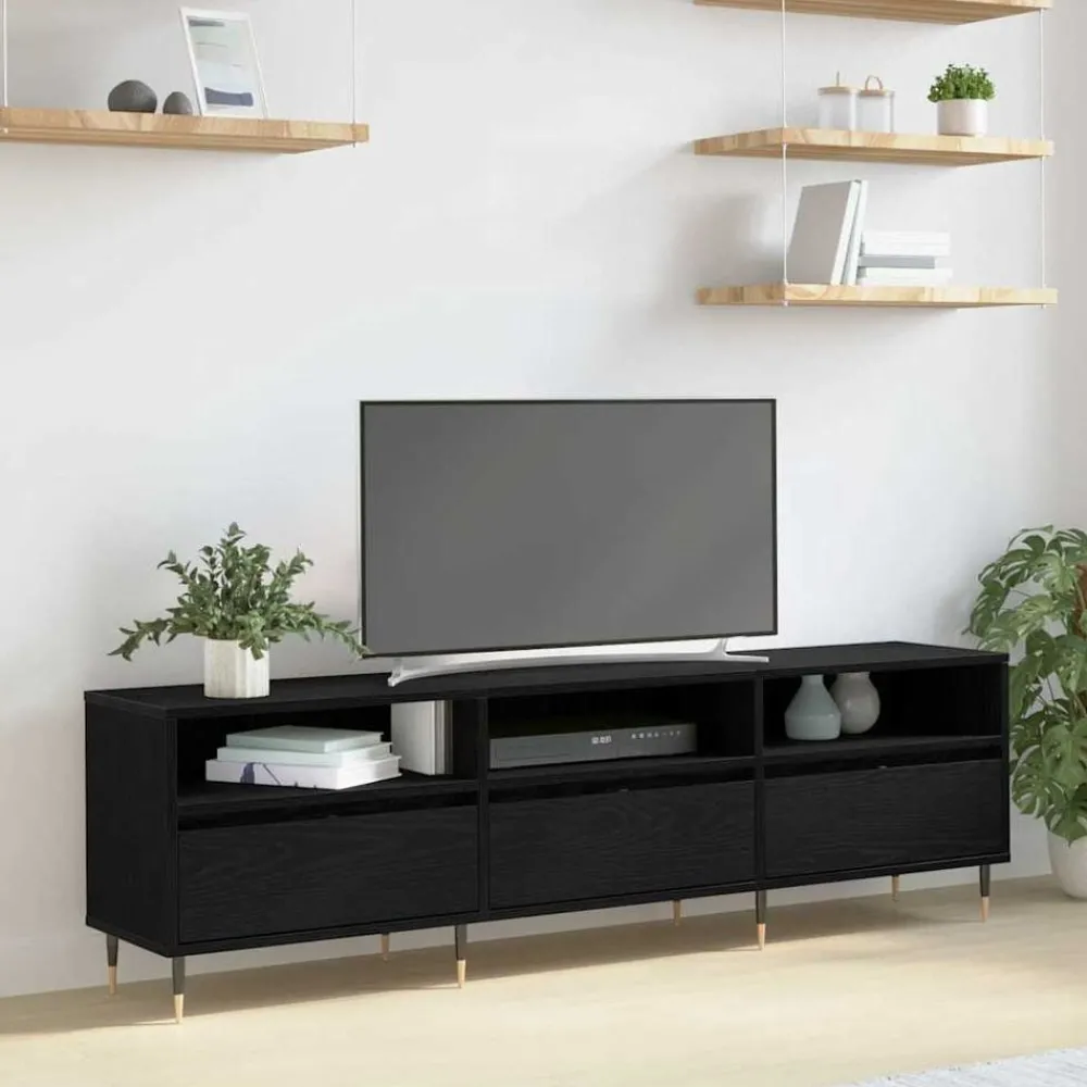 Tv-Meubels*vidaXL TV-kast 150 x 30 x 45 cm Bewerkt hout Zwart eiken