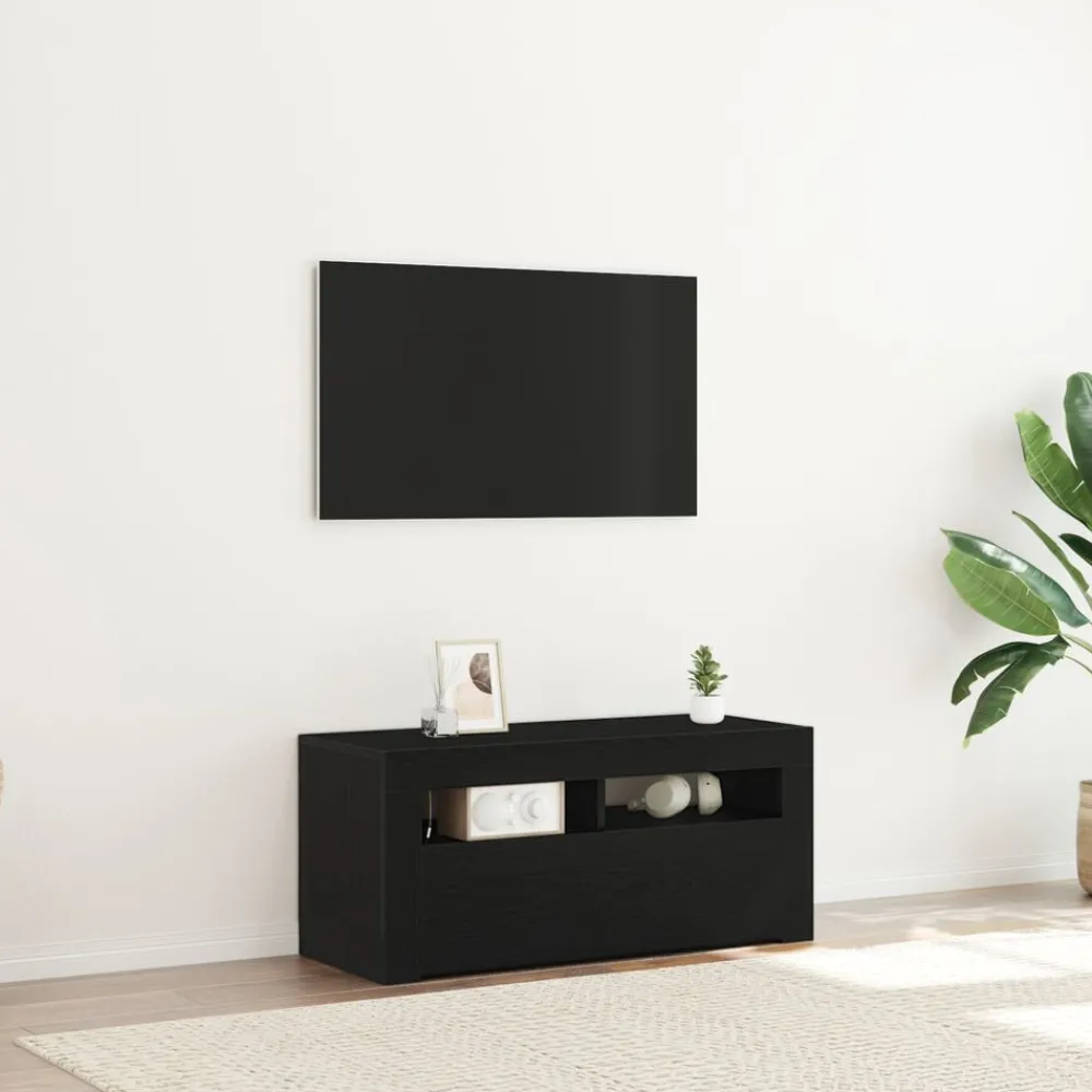 Tv-Meubels*vidaXL TV-kast 90 x 35 x 40 cm Bewerkt hout Zwart eiken