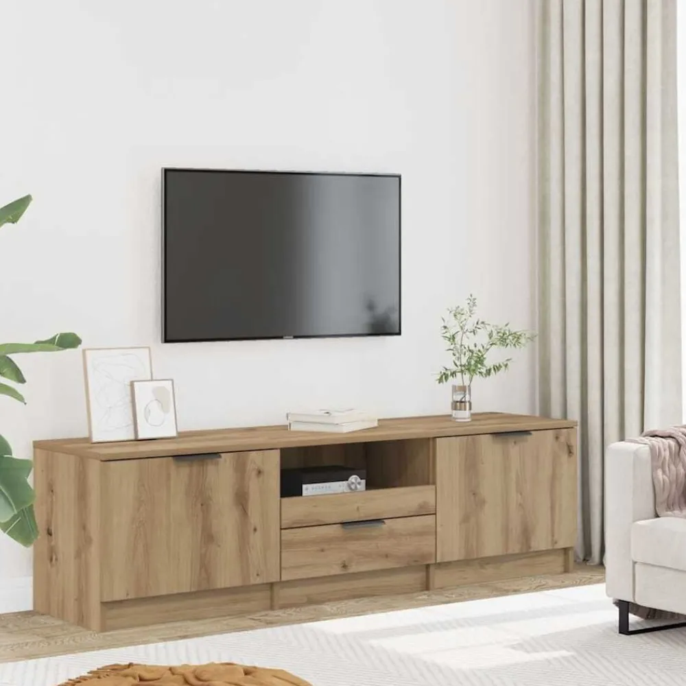 Tv-Meubels*vidaXL Tv-meubel Artisan Eiken 140x35x40 cm Bewerkt Hout artisanaal eikenkleurig