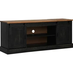Tv-Meubels*vidaXL Tv-meubel HALDEN 2 schuifdeuren 150x40x60 cm massief hout Zwart