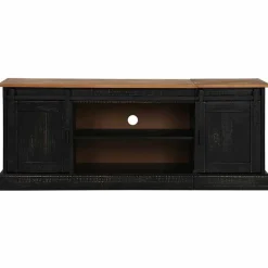 Tv-Meubels*vidaXL Tv-meubel HALDEN 2 schuifdeuren 150x40x60 cm massief hout Zwart