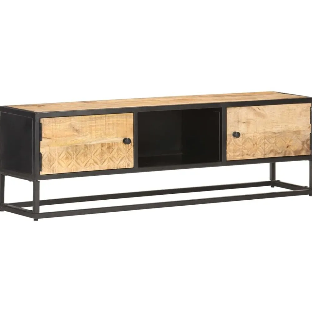 Tv-meubel met bewerkte deur 130x30x40 cm ruw mangohout>vidaXL Sale