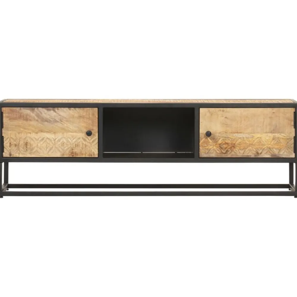 Tv-meubel met bewerkte deur 130x30x40 cm ruw mangohout>vidaXL Sale