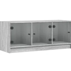 Tv-Meubels*vidaXL Tv-meubel met glazen deuren 102x37x42 cm eiken Grijs sonoma