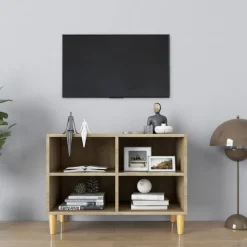 Tv-Meubels*vidaXL Tv-meubel met houten poten 69,5x30x50 cm kleurig Sonoma eiken