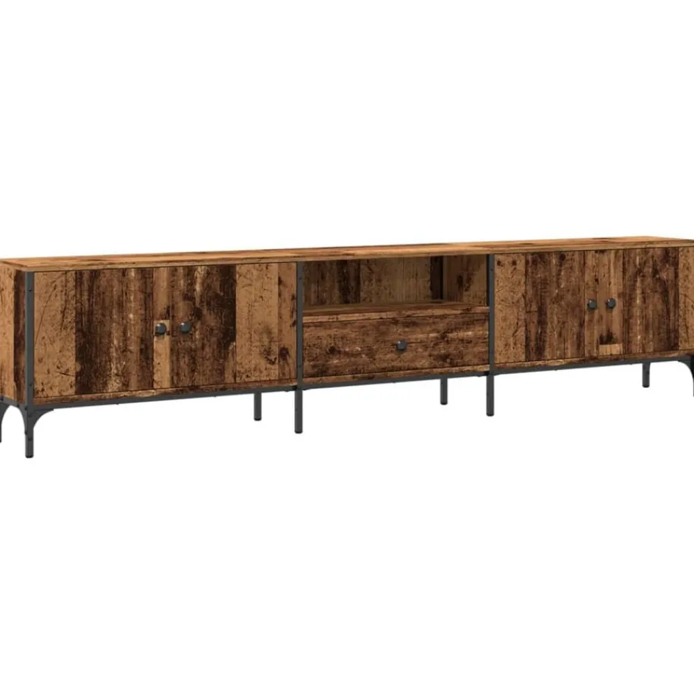 Tv-meubel met lade 200x25x44 cm bewerkt hout kleurig>vidaXL Clearance