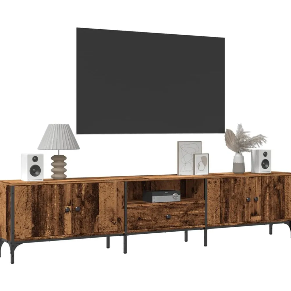 Tv-meubel met lade 200x25x44 cm bewerkt hout kleurig>vidaXL Clearance