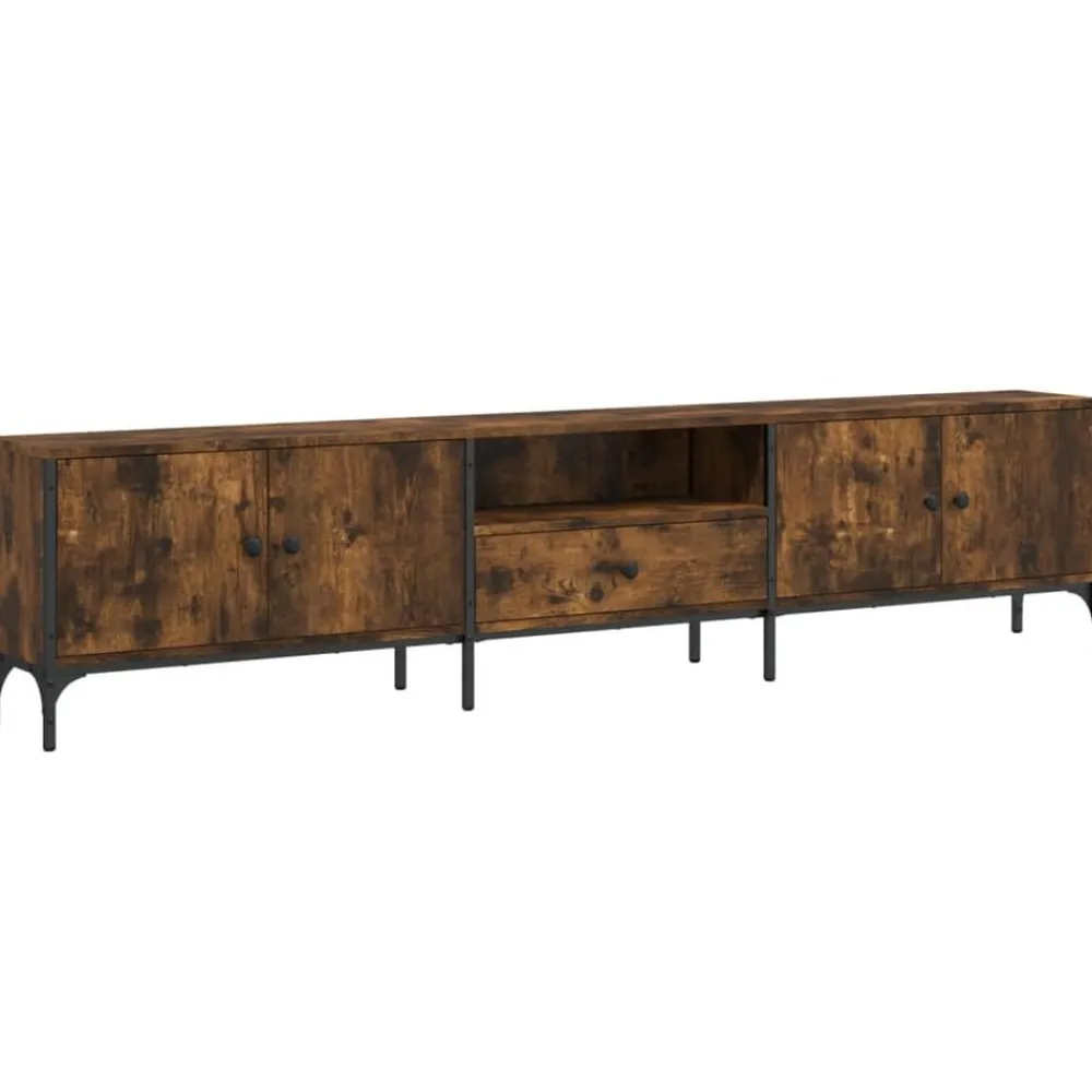 Tv-meubel met lade 200x25x44 cm bewerkt hout kleur>vidaXL Online