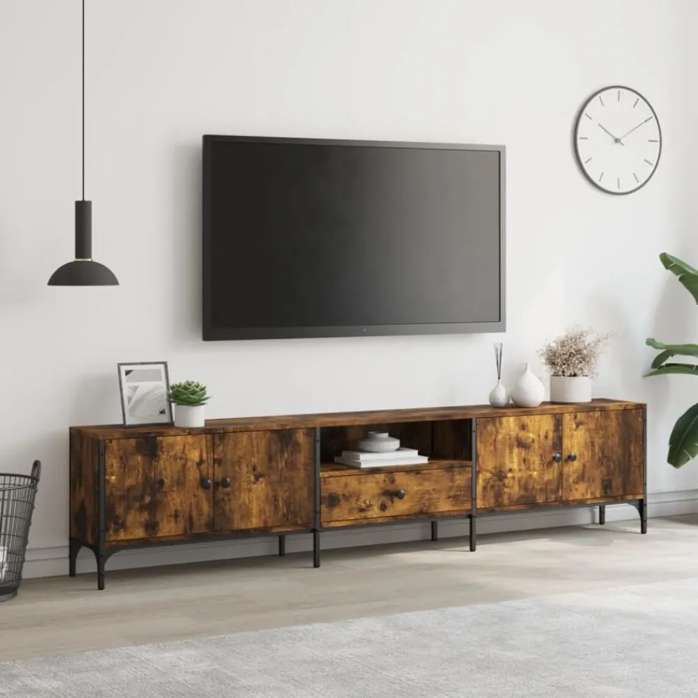 Tv-meubel met lade 200x25x44 cm bewerkt hout kleur>vidaXL Online