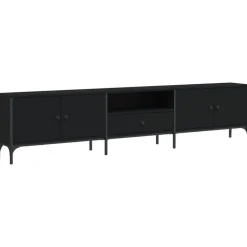 Tv-Meubels*vidaXL Tv-meubel met lade 200x25x44 cm bewerkt hout Zwart