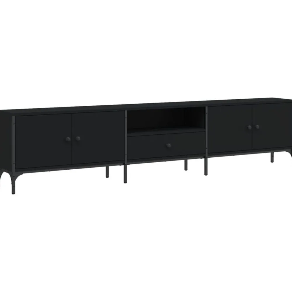 Tv-Meubels*vidaXL Tv-meubel met lade 200x25x44 cm bewerkt hout Zwart