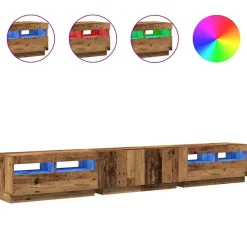 Tv-meubel met LED 260x35x40 cm bewerkt hout>vidaXL